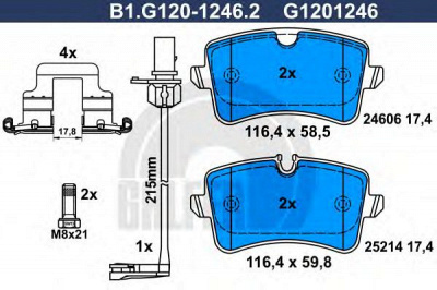 GALFER b1g12012462 -  Комплект тормозных колодок, дисковый тормоз