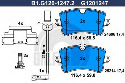 GALFER b1g12012472 -  Комплект тормозных колодок, дисковый тормоз