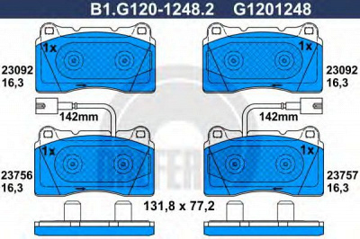 GALFER b1g12012482 -  Комплект тормозных колодок, дисковый тормоз