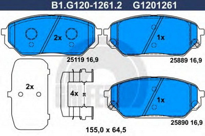 GALFER b1g12012612 -  Комплект тормозных колодок, дисковый тормоз