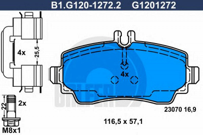 GALFER b1g12012722 -  Комплект тормозных колодок, дисковый тормоз