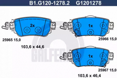 GALFER b1g12012782 -  Комплект тормозных колодок, дисковый тормоз
