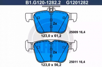 GALFER b1g12012822 -  Комплект тормозных колодок, дисковый тормоз