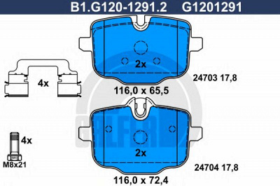 GALFER b1g12012912 -  Комплект тормозных колодок, дисковый тормоз