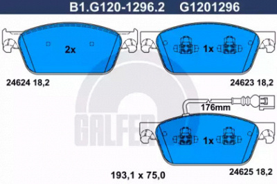 GALFER b1g12012962 -  Комплект тормозных колодок, дисковый тормоз