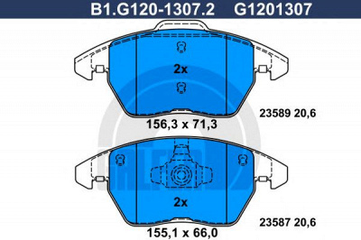GALFER b1g12013072 -  Комплект тормозных колодок, дисковый тормоз