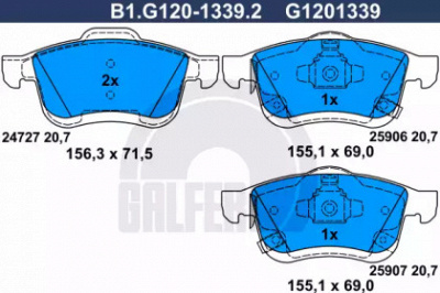 GALFER b1g12013392 -  Комплект тормозных колодок, дисковый тормоз