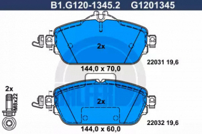 GALFER b1g12013452 -  Комплект тормозных колодок, дисковый тормоз
