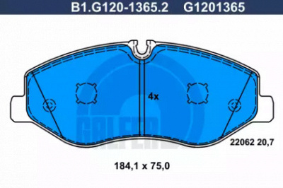 GALFER b1g12013652 -  Комплект тормозных колодок, дисковый тормоз