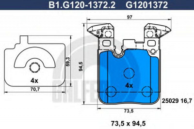 GALFER b1g12013722 -  Комплект тормозных колодок, дисковый тормоз