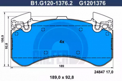 GALFER b1g12013762 -  Комплект тормозных колодок, дисковый тормоз