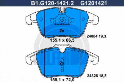 GALFER b1g12014212 -  Комплект тормозных колодок, дисковый тормоз