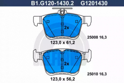 GALFER b1g12014302 -  Комплект тормозных колодок, дисковый тормоз