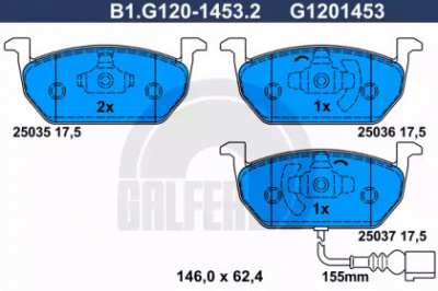 GALFER b1g12014532 -  Комплект тормозных колодок, дисковый тормоз