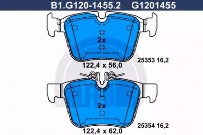 GALFER b1g12014552 -  Комплект тормозных колодок, дисковый тормоз