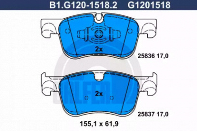 GALFER b1g12015182 -  Комплект тормозных колодок, дисковый тормоз