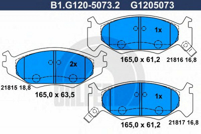 GALFER b1g12050732 -  Комплект тормозных колодок, дисковый тормоз