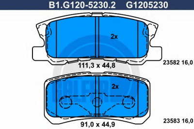 GALFER b1g12052302 -  Комплект тормозных колодок, дисковый тормоз