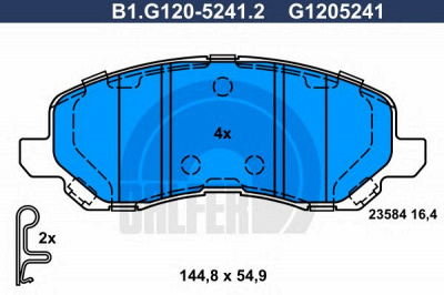 GALFER b1g12052412 -  Комплект тормозных колодок, дисковый тормоз