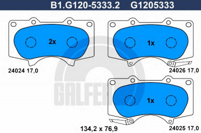 GALFER b1g12053332 -  Комплект тормозных колодок, дисковый тормоз