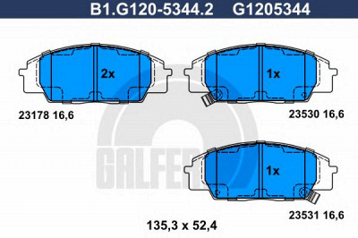 GALFER b1g12053442 -  Комплект тормозных колодок, дисковый тормоз