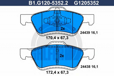 GALFER b1g12053522 -  Комплект тормозных колодок, дисковый тормоз