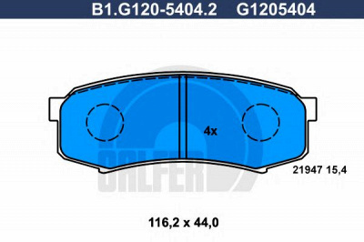 GALFER b1g12054042 -  Комплект тормозных колодок, дисковый тормоз