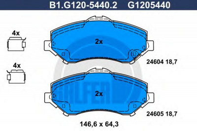 GALFER b1g12054402 -  Комплект тормозных колодок, дисковый тормоз
