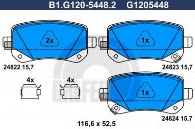 GALFER b1g12054482 -  Комплект тормозных колодок, дисковый тормоз