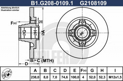 GALFER b1g20801091 -  Тормозной диск