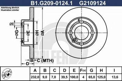 GALFER b1g20901241 -  Тормозной диск
