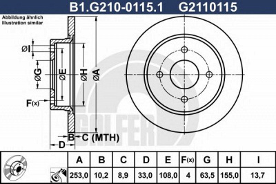 GALFER b1g21001151 -  Тормозной диск