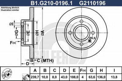 GALFER b1g21001961 -  Тормозной диск