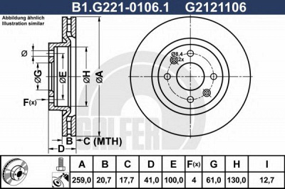 GALFER b1g22101061 -  Тормозной диск