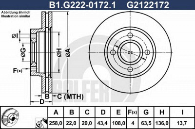 GALFER b1g22201721 -  Тормозной диск