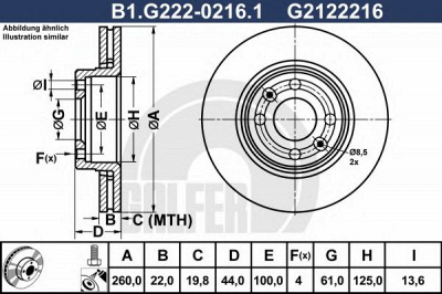 GALFER b1g22202161 -  Тормозной диск