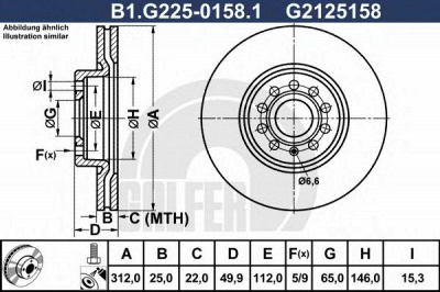 GALFER b1g22501581 -  Тормозной диск