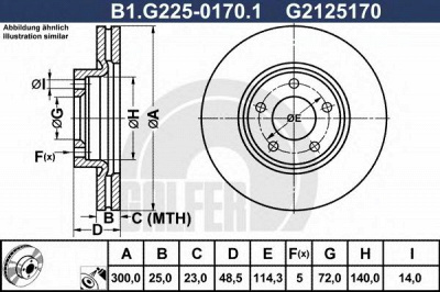 GALFER b1g22501701 -  Тормозной диск