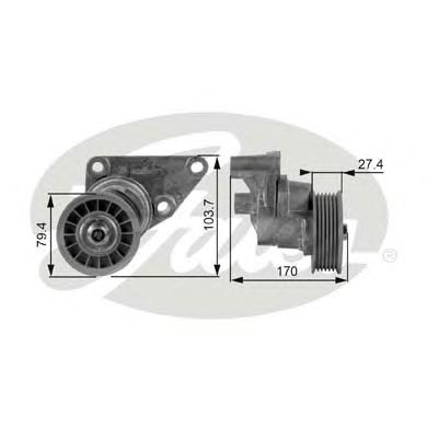 GATES t38158 -  Натяжной ролик, поликлиновой  ремень