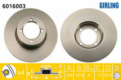 GIRLING 6016003 -  Тормозной диск