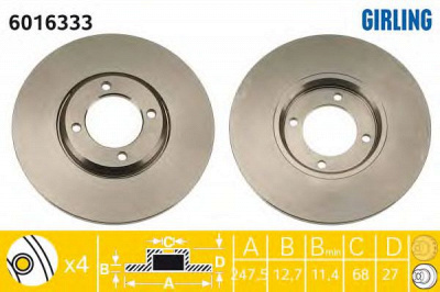 GIRLING 6016333 -  Тормозной диск