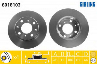 GIRLING 6018103 -  Тормозной диск