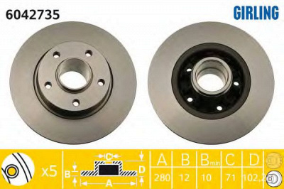 GIRLING 6042735 -  Тормозной диск
