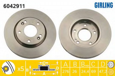 GIRLING 6042911 -  Тормозной диск