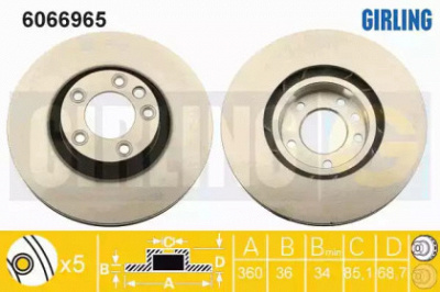 GIRLING 6066965 -  Тормозной диск