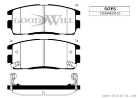 GOODWILL 2102r -  Комплект тормозных колодок, дисковый тормоз