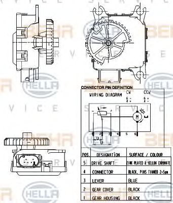 HELLA 6nw351344001 -  Регулировочный элемент, смесительный клапан