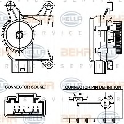 HELLA 6nw351344021 -  Регулировочный элемент, смесительный клапан