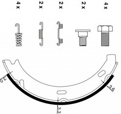 HELLA 8da355050441 -  Комплект тормозных колодок, стояночная тормозная система