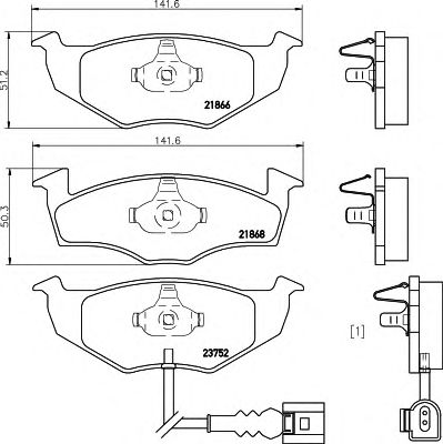 HELLA 8db355009801 -  Комплект тормозных колодок, дисковый тормоз